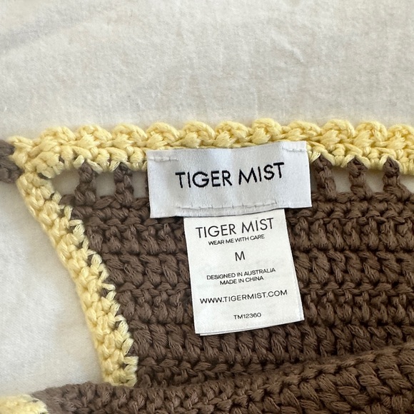 Tiger mist Brown and Yellow Crochet Bikini Set L top / M bottoms - Picture 4 of 7